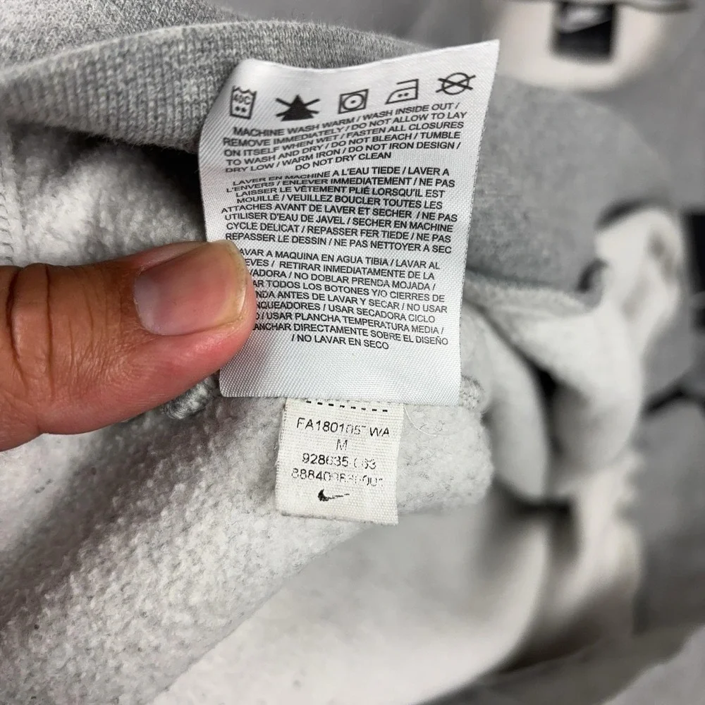 Nike Sweatshirt Mens M Gray Crewneck Pullover Nike Air Graphic Zip 928835-053
